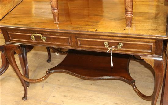 An Edwardian mahogany side table, with two drawers W.107cm